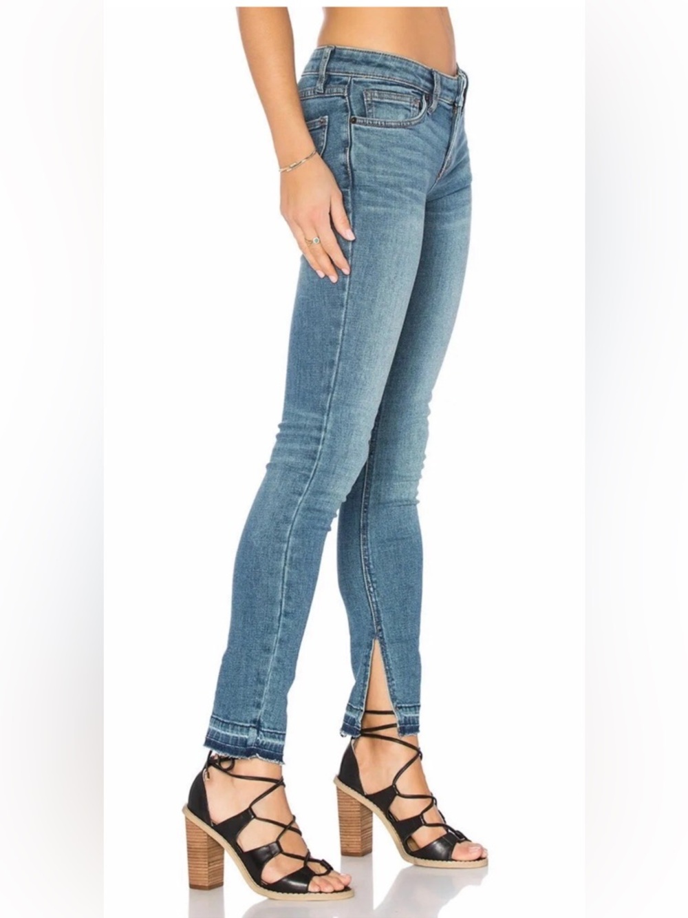 Free People Kentucky Blue Slit Skinny Jean - Picture 2 of 14